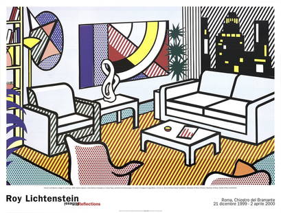 Roy Lichtenstein Interior With Skyline, Collage For Painting " Post: Artist: Roy Lichtenstein Title: Interior with Skyline, Collage for Painting Year: 2000 Signed: No Medium: Offset Lithograph Paper Size: 38.5 x 51.25 inches ( 98 x 130 cm ) Image Size: 32.5 x 47 inches