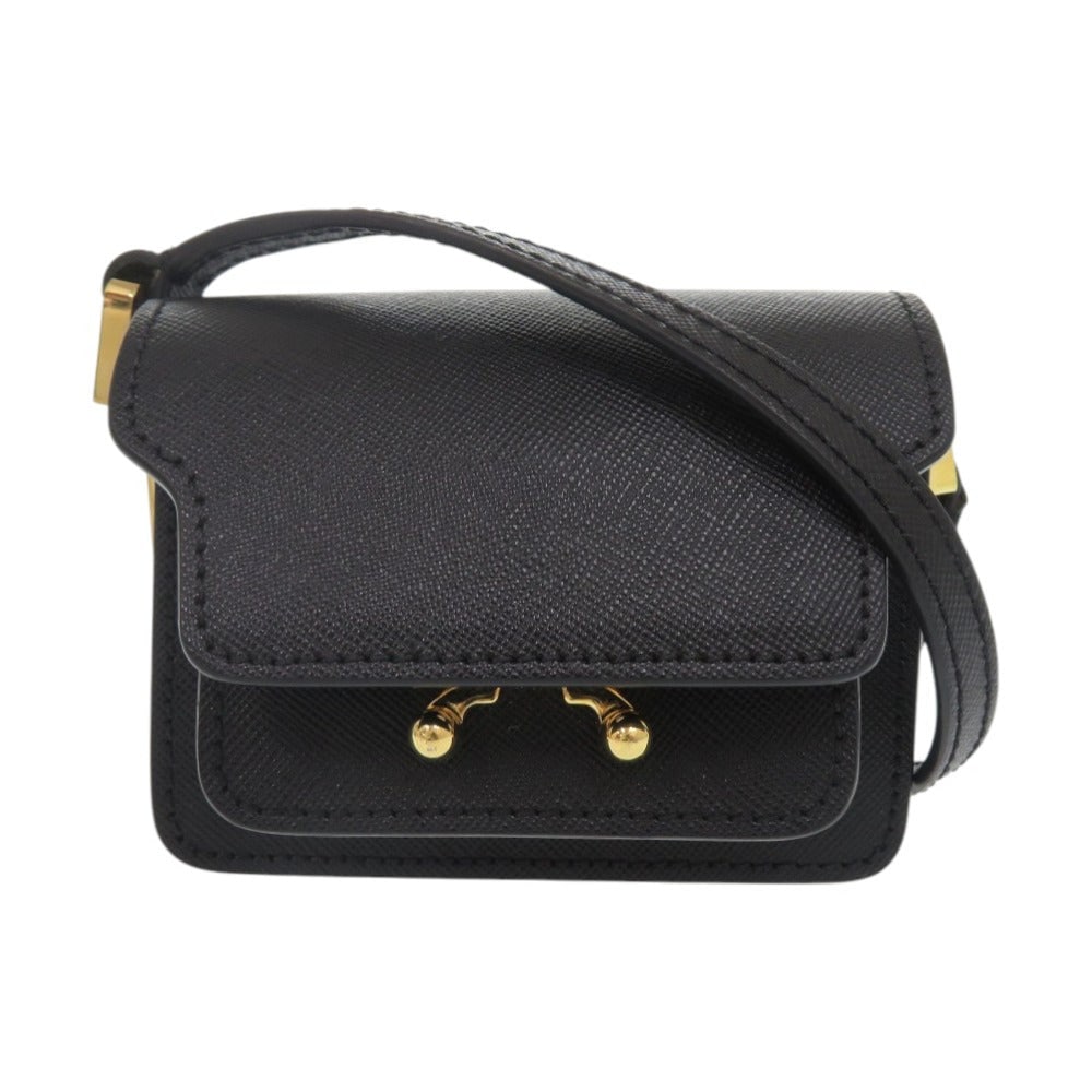 Marni Shoulder Bag Leather Black Mini Trunk Women: Material: Leather Gender: Women Brand: MARNI Item: Shoulder Bag Model: Mini Trunk Gender: Women Color: black Material: leather Accessories: storage bags Size: cm (approx.): W11 x H8 x D5.5 Shoulder: 1