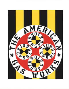 Robert Indiana The American Gas Works " Serigraph Pop Art Yellow, R: Artist: Robert Indiana Title: The American Gas Works Year: 1997 Signed: No Medium: Serigraph Paper Size: 22 x 17 inches ( 56 x 43 cm ) Image Size: 17 x 13.5 inches ( 43 x 34 cm ) Edition Size: 395 Fra