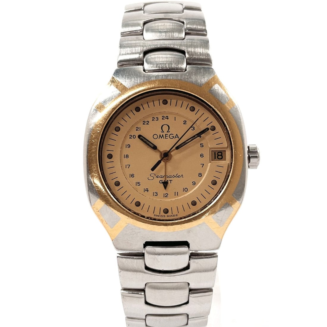 Omega Watches Quartz 396.1122 Stainless Steel, Yellow Gold Silver Vintage Seamaster Polaris Gmt (1 of 9)