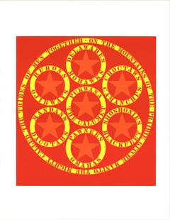 Robert Indiana The Calumet " Serigraph Pop Art Orange, Yellow Nativ: Artist: Robert Indiana Title: The Calumet Year: 1997 Signed: No Medium: Serigraph Paper Size: 22 x 17 inches ( 56 x 43 cm ) Image Size: 15 x 14 inches ( 38 x 36 cm ) Edition Size: 395 Framed: No Condi