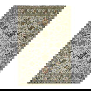 6'1"X9'3" Ivory Ziegler Design Floral Motifs Pure Wool Hand Knotted Rug: Style: Agra Type: Indoor Material: Wool Color: Ivory Item Length: 111 Item Width: 73 Rug Type: Hand Knotted Pile: Wool Shape: Rectangular Field Color: Ivory Size: 6"1" x 9"3" / 185 CM X 282 CM Age: 20