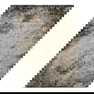 9'X12'2" Ivory Agra Design Botanical Pattern Hand Knotted Pure Wool Rug: Style: Agra Type: Indoor Material: Wool Color: Black Item Length: 146 Item Width: 108 Rug Type: Hand Knotted Pile: Wool Shape: Rectangular Field Color: Black Size: 9"0" x 12"2" / 274 CM X 371 CM Age:
