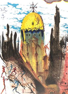 Salvador Dali, Composition (Michler/Lpsinger 1601), Romeo E Giulietta, Lithograph And Silkscreen: Lithograph, silkscreen in colors on vlin vergata paper. Paper size: 16.5 x 12.625 inches. Excellent condition. Inscription: Signed in the plate and unnumbered, as issued. Catalogue Raisonne Reference: