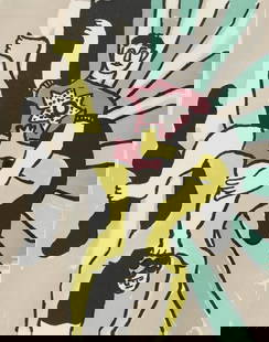 Fernand Lger, Composition, Cirque, Lithographies Originales, Lithograph: Lithograph on vlin dArches paper. Paper size: 16.63 x 12.69 inches. Excellent condition. Unsigned and unnumbered, as issued. Notes: From the folio, Cirque, Lithographies Originales, 1950. Published by