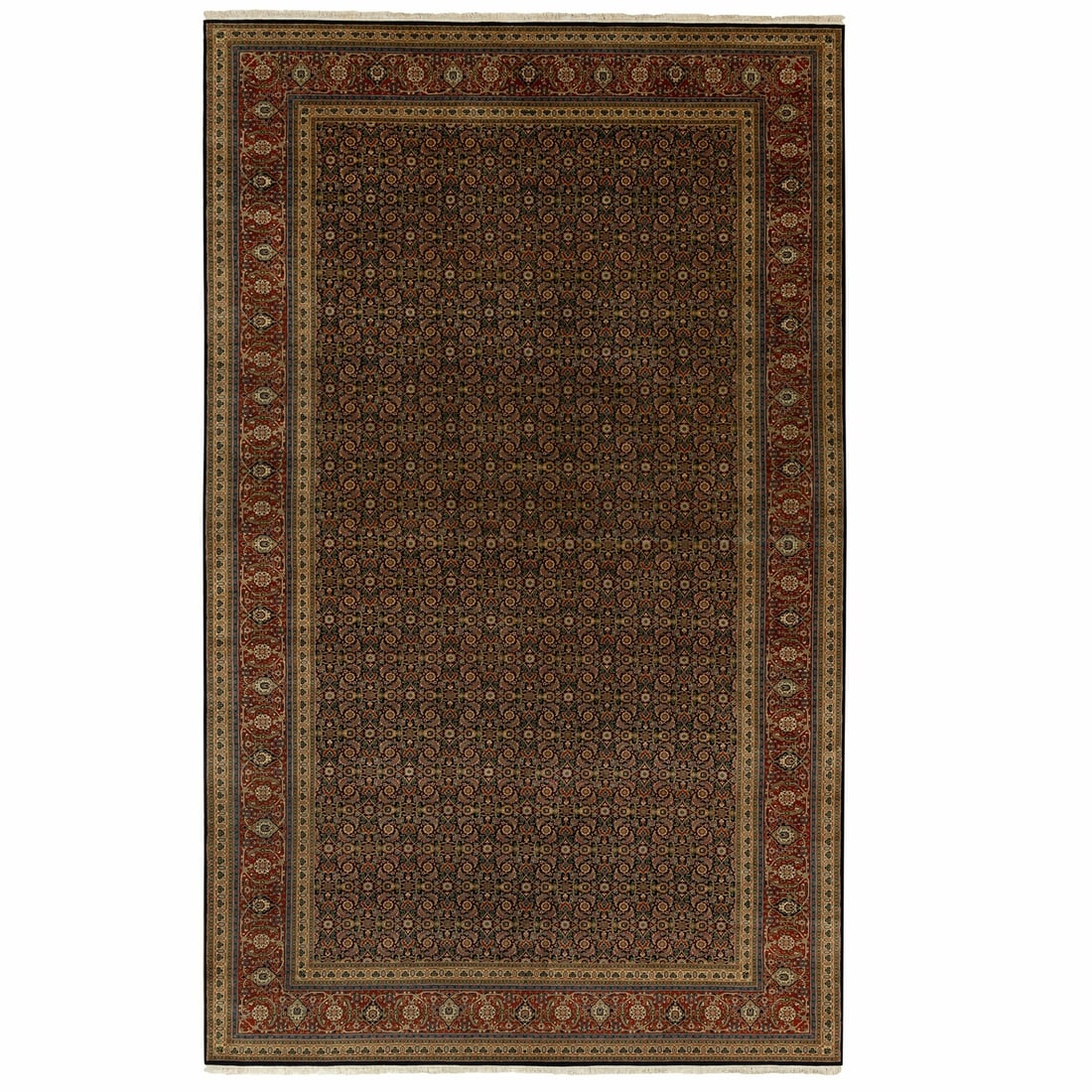 9'5"X16'1" Herati Fish Design Gallery Size Long And Narrow 250 Kpsi Rug: Type: Indoor Material: Wool & Silk Color: Blue Item Length: 193 Item Width: 113 Style: Oriental Rug Type: Hand Knotted Pile: Wool & Silk Shape: Runner Field Color: Blue Size: 9"5" x 16"1" Age: 2000-No