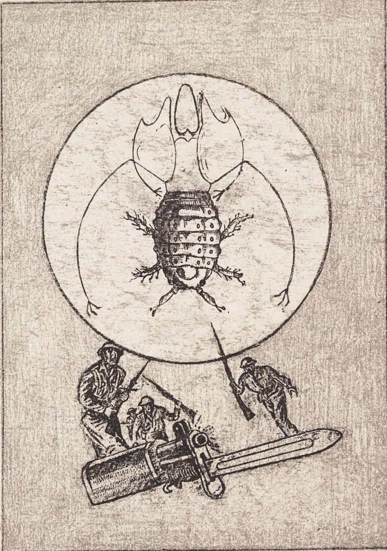 Max Ernst, Composition (Spies/Leppien 218), La Ballade Du Soldat, Lithograph: Lithograph on vlin d'Arches paper. Paper size: 21.875 x 15 inches. Excellent condition. Unsigned and unnumbered, as issued. Notes: From the folio, La Ballade du Soldat, 34 Lithographies Originales de