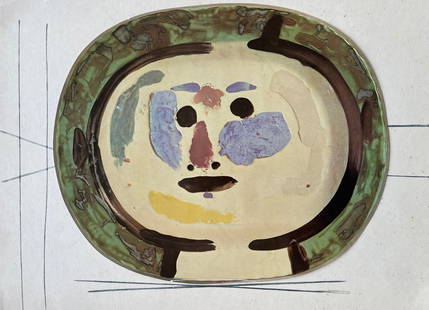 Pablo Picasso, Tude Pour La Cramique, Cramiques De Picasso (Orozco 105), Lithograph And Collotype: Collotype and lithograph on vlin gloss finish paper (to resemble the finish of ceramic), archivally hinged on vlin paper. Unsigned and unnumbered, as issued. Paper Size: 11.25 x 15 inches. Excellent c