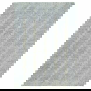 9'10"X14' Gray Jacquard Hand Loomed Wool And Plant Based Silk Rug: Style: Oriental Type: Indoor Material: Silk Color: Grey Item Length: 168 Item Width: 118 Rug Type: Hand Loomed Pile: Wool & Silk Shape: Rectangular Field Color: Grey Size: 9"10" x 14"0" Age: 2000-Now
