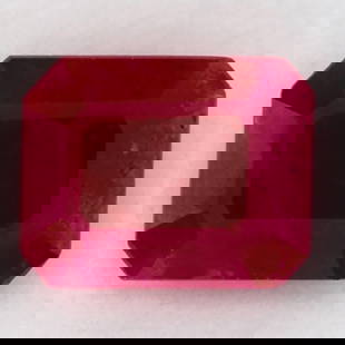 Octagonal 1.39Ct Red Si - Loose Ruby Gemstone: Type: Ruby Carat: 1.39 Cut: FACETED Color: Red Clarity: SI Treatment: HEATED Color Shade: Red Measurements: 8.01L X 5.94W Certification: None Reserve Price: $829 Product Disclaimer: All diamonds and l