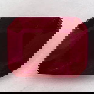 Octagonal 1.96Ct Red Si - Loose Ruby Gemstone: Type: Ruby Carat: 1.96 Cut: FACETED Color: Red Clarity: SI Treatment: HEATED Color Shade: Red Measurements: 8.21L X 6.17W Certification: None Reserve Price: $1279 Product Disclaimer: All diamonds and