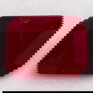 Octagonal 1.59Ct Red Si - Loose Ruby Gemstone: Type: Ruby Carat: 1.59 Cut: FACETED Color: Red Clarity: SI Treatment: HEATED Color Shade: Red Measurements: 7.78L X 5.87W Certification: None Reserve Price: $908 Product Disclaimer: All diamonds and l