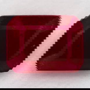 Octagonal 1.66Ct Red Si - Loose Ruby Gemstone: Type: Ruby Carat: 1.66 Cut: FACETED Color: Red Clarity: SI Treatment: HEATED Color Shade: Red Measurements: 8.27L X 6.23W Certification: None Reserve Price: $936 Product Disclaimer: All diamonds and l