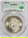 1883-Cc Morgan Silver Dollar Ms66+ Cacg