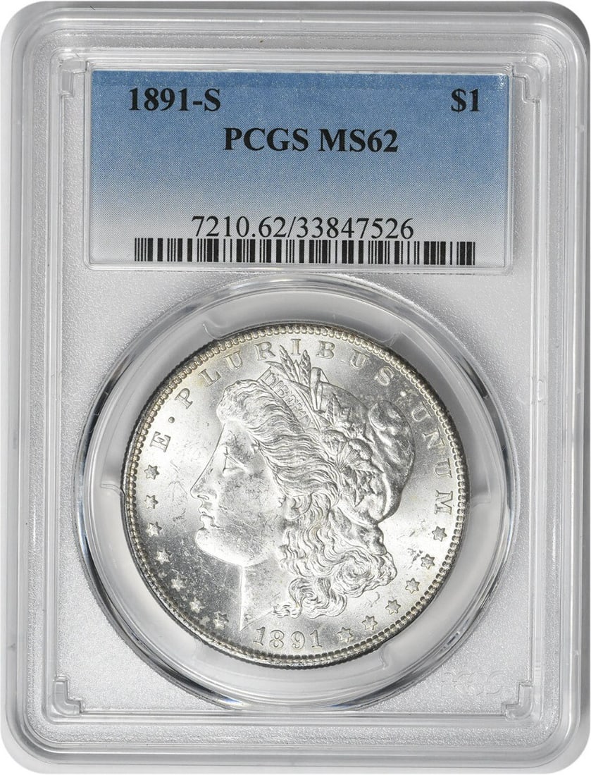 1891-S Morgan Silver Dollar Ms62 Pcgs (1 of 1)