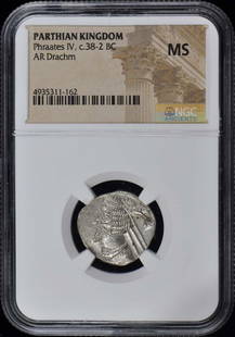 Phraates Iv, C.38-2 Bc Parthian Kingdom Ar Drachm Ngc Ms60: Certification: NGC Grade: MS60 Certification Number: 4935311162 Date: NONE Product Disclaimer: Grades are third-party opinions; authenticity is guaranteed. Photos are part of the description. For inqu