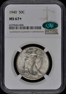 1940 Walking Liberty Half Dollar 50C Ngc Ms67+ (Cac): Certification: NGC Certification Number: 6279643004 Grade: MS67+ Year: 1940 Circulated/Uncirculated: Uncirculated Mint Location: Philadelphia Designation: NONE Denomination Type: Walking Liberty Half