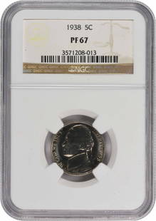 1938 Jefferson Nickel Pr67 Ngc: Certification: NGC Year: 1938 Circulated/Uncirculated: Uncirculated Denomination: 5C Strike Type: Proof Grade: PR67 Composition: 75% Copper 25% Nickel Mint Location: Philadelphia Km Number: 192 Coin: