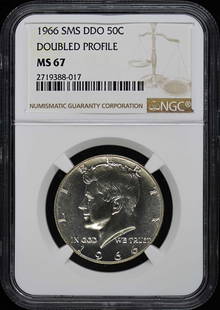 1966 Sms Ddo Kennedy Half Dollar Doubled Profile 50C Ngc Ms67: Certification: NGC Year: 1966 Circulated/Uncirculated: Uncirculated Denomination: Kennedy Half Dollar Grade: MS67 Mint Location: Philadelphia Certification Number: 2719388017 Designation: NONE Denomin