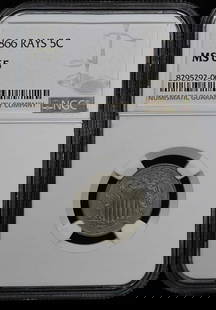 1866 Rays Shield 5C Ngc Ms65: Certification: NGC Certification Number: 8295292004 Grade: MS65 Year: 1866 Circulated/Uncirculated: Uncirculated Mint Location: Philadelphia Denomination Type: Shield Nickel Grade Add On: NONE Product
