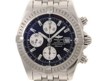 Breitling Chronomat Evolution A13356: Material: SS Size: 44mm Bracelet: 18cm Type: Wrist watch Product Disclaimer: Items may exhibit light wear, such as minor scratches or slight tarnishing appropriate to their age and prior handling. We