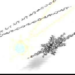 Star Jewelry Necklace Topaz 0.06Ct Diamond Crossing Star 18K Yg