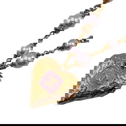 Chanel Necklace Metal Gold Heart Coco Mark Women