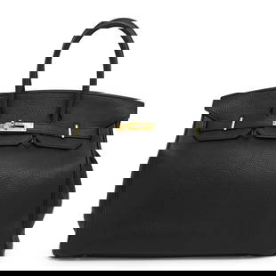 Hermes Birkin 35 Black Togo G Stamp Hermes Handbag: Brand: Hermes Type: Handbag Material: Togo Leather Color: Black Hardware Color: Gold Closure: Flap Inner Pocket: Zipper Pocket 1, Open Pocket 1 Size (Hxwxd): 27cm x 35cm x 18.5cm / 10.62'' x 13.77'' x
