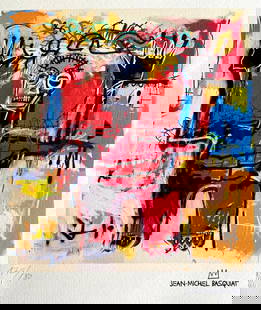 Jean Michel Basquiat Lithograph Coa Signed Numbered In Pencil: Jean Michel Basquiat Lithograph Signed Numbered In Pencil Jean-Michel Basquiat " without title " Chromolithograph printed in 1987 in 180 copies by Atlantis Verlag, Freiburg 33 x 35 cm Jean-Michel Basq