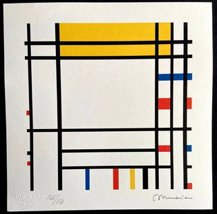 Piet Mondrian Lithograph 1978 Coa Signed Limited Edition 180 Ex: Piet Mondrian " without title " Chromolithograph printed in 1978 in 180 copies by Atlantis Verlag, Freiburg 32 x 32 cm Piet Mondrian signature on the plate Embossed stamp and authentication by the pub