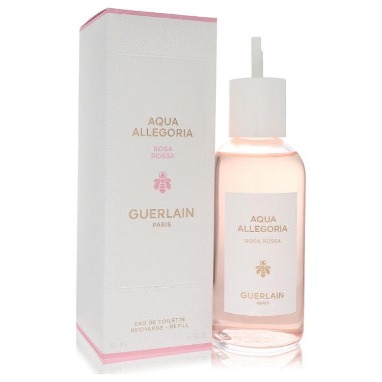 Aqua Allegoria Rosa Rossa Perfume By Guerlain Eau De Toilette Refill: Brand: Guerlain Size: 6.7 oz Eau De Toilette Refill Grams: 600 Type: Eau De Toilette Refill Fragrance: Perfume for Women Product Disclaimer: Authentic fragrances; some boxes may show shelf wear. We st