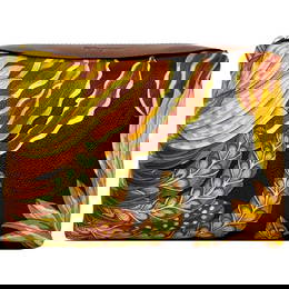 Salvatore Ferragamo Clutch Bag Pouch Ec-21208 Brown Black Multicolor 22-3082 Handbag Pvc Leather