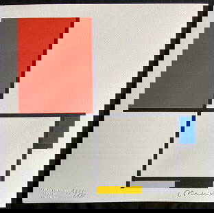 Piet Mondrian Lithograph Certified Numbered Coa: Piet Mondrian " without title " Chromolithograph printed in 1978 in 180 copies by Atlantis Verlag, Freiburg 32 x 32 cm Piet Mondrian signature on the plate Embossed stamp and authentication by the pub
