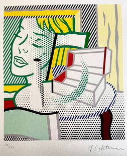 Roy; Lichtenstein Lithograph Coa Numbered A Hand Signed Limited: Roy Lichtenstein " Interior with painting and still life " Lithograph of an work by Roy Lichtenstein, printed in 1986. 32 x 38 cm 275 hand-numbered copies signed on the plate Birkhuser Kunstverlag, Ba
