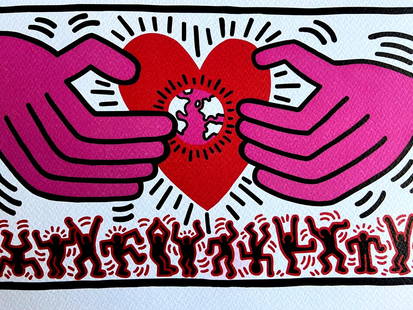 Keith Haring Lithograph Coa -Original Signed Numbered Pencil Stamp: Keith Haring Lithograph COA - Signed Numbered Pencil Stamp Keith Haring " without title " Chromolithography printed in 1989 in 180 specimens by Atlantis Verlag, Freiburg 22 x 48 cm Keith Haring signat