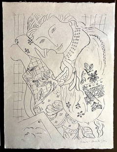 Henri-Matisse Lithograph Coa Hand Signed Numbered In Pencil Collection: Henri-Matisse Lithograph COA Hand Signed Numbered in Pencil Collection HENRI MATISSE ''Woman in blouse'' The graphic work measures 45 x 60 cm on a full sheet. "The drawings of the 1930s are considered