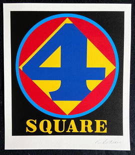 Robert Indiana Lithograph Guggenheim Museum Coa Signed Op Numbered: Robert Indian " Polygon: square (number four) " The Lithograph was printed by the Guggenheim Museum in 1998 in 225 hand numbered copies. Signature Robert Indiana on the slab. The work measures 33x38 c