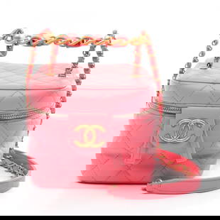 Chanel Matelasse Shoulder Bag: Brand: Chanel Type: Shoulder Bag Material: Leather Leather/Fur Type: Lambskin Color: Pink Hardware Color: Gold Gender: Women Size (Hxwxd): 13cm x 13.5cm x 14cm / 5.11'' x 5.31'' x 5.51'' Handle Length
