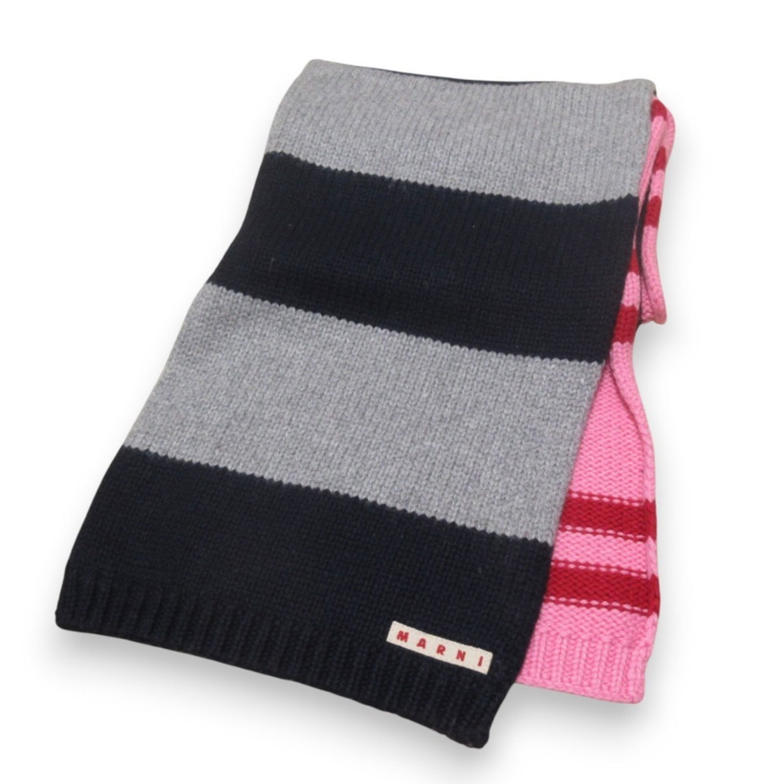 Marni Wool X Cashmere Blend Striped Long Scarf Size 2 Pink Navy: Brand: Marni Type: Stole Gender: Women Color: Gray, Navy, Pink, Red Color Material: Wool , Cashmere Size (Lxw): 1.9m x 25.5cm / 74.8'' x 10.03'' Condition: Opened (never used) Product Disclaimer: Mino