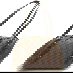 Louis Vuitton Louis Vuitton Damier Rivington Pm N41157 Handbag Ebene 252833: Brand: Louis Vuitton Type: Handbag Material: Pvc Color: Brown, Ebene Hardware Color: Gold Gender: Women Size (Hxwxd): 22cm x 32cm x 15cm / 8.66'' x 12.59'' x 5.9'' Condition: Used (good), Traces of us