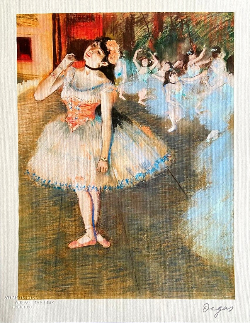 Edgar Degas Lithograph Coa Signed, Hand Numbered (Edvard Munch): Edgar Degas Lithograph Signed, Hand Numbered (Edvard Munch) Edgar Degas "THE to Star (dancer on stage) " Chromolithograph printed in 1978 in 180 copies by Atlantis Verlag, Freiburg 32 x 41 cm Signatur