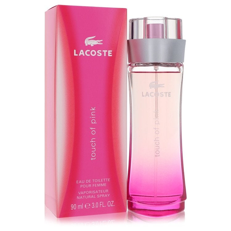 Touch Of Pink Perfume By Lacoste Eau De Toilette Spray: Brand: Lacoste Size: 3 oz Eau De Toilette Spray Grams: 500 Type: Eau De Toilette Spray Fragrance: Perfume for Women Product Disclaimer: Authentic fragrances; some boxes may show shelf wear. We strongl