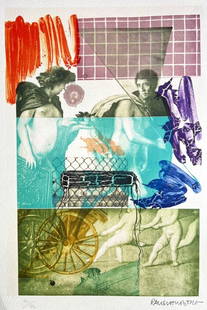 Robert Rauschenberg Lithograph Coa Signed Op Numbered By Hand 180 Ex: Robert Rauschenberg Lithograph Signed COA Hand Numbered 180 Ex Robert Rauschenberg "Bellini " Chromolithography printed in 1992 in 180 specimens by Atlantis Verlag, Freiburg 32 x 44 cm Signature Rober