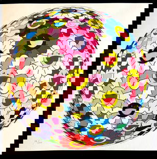 Takashi Murakami, Mori Museum Lithograph Limited Edition 200 Ex: Takashi Murakami, Mori Museum Lithograph Limited Edition 200 Ex Takashi Murakami " Flower ball " The Lithograph was printed in 2015 by the Mori Art Museum in 200 numbered copies by hand. The work meas