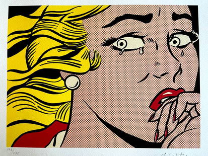 Roy Lichtenstein Lithograph Coa Signed Numbered In Pencil Limited: Roy Lichtenstein Lithograph Signed Numbered In Pencil Limited Roy Lichtenstein "R Agazza crying " Lithograph of an work by Roy Lichtenstein, printed in 1986. 32 x 40 cm 275 hand numbered specimens sig