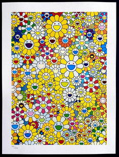 Takashi Murakami Lithograph Mori Art Museum Coa Limited Edition: Takashi Murakami Lithograph Mori Art Museum COA Limited Edition Takashi Murakami "A tribute to Monogold " The Lithograph was printed in 2015 by the Mori Art Museum in 200 numbered copies by hand. The