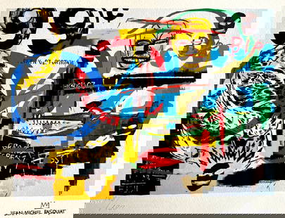 Jean Michel Basquiat Lithograph Coa Signed Op Numbered In Pencil: Jean-Michel Basquiat " without title " Chromolithograph printed in 1987 in 180 copies by Atlantis Verlag, Freiburg 32 x 45 cm Jean-Michel Basquiat signature on the plate Embossed stamp and authenticat