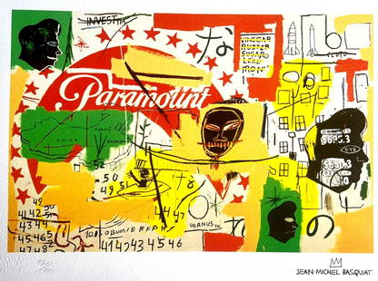 Andy Warhol/Jean-Michel Basquiat Signed Coa Numbered In Pencil: Jean-Michel Basquiat Lithograph Signed Numbered By Hand 180Ex Jean-Michel Basquiat " PARAMOUNT " Chromolithograph printed in 1990 in 180 copies by Atlantis Verlag, Freiburg 30 x 41 cm Signature Jean-M