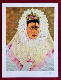 Frida Kahlo Lithograph Coa Signed Numbered By Hand Crayon Pencil: Frida Kahlo Lithograph Signed Numbered By Hand Crayon Pencil Frida kahlo "Self -portrait as Tehuana" Lithograph of an work by Frida Kahlo, printed in 1986 32 x 42 cm 275 hand numbered specimens Signat