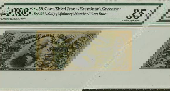 Third Issue 50 Cents Fractional Currency Fr# 1337 Pmg Vf35 Net: Certification: PMG Certification Number: 1511053002 Grade: VF35 Circulated/Uncirculated: Circulated Denomination: Fractional Note Type: 1337 Product Disclaimer: Grades are third-party opinions; authen